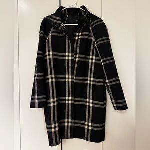 Mango Black and Cream Wool Blend Coat
